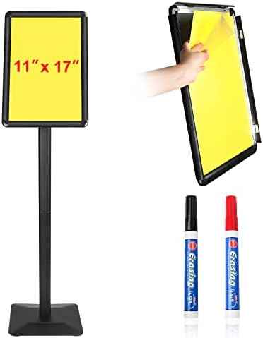 Sign Stand 11 x 17 Inch Heavy Duty Sign Holder with Base Pedestal Poster Stand Adjustable Floor Standing,Vertical and Horizontal Display for Indoor Outdoor, Black