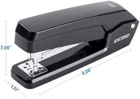 Deli/EZWORK Swing-Arm Swivel Stapler, 25 Sheets Capacity, 360 Degree Rotate Desk Staplers with 1000 Staples for Booklet or Book Binding, Black