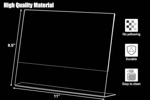 xydstay 6pack Acrylic Sign Holder Horizontal, 8.5x11 L Shape Clear Plastic