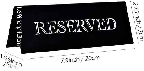 6 Pieces Black Acrylic Reserved Table Signs Large 7.9 x 2.7 Inch