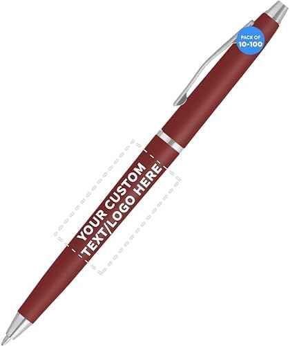 Personalized Langham Ballpoint Pens, Set of 10/50/100 by DISCOUNT PROMOS - Black Ink, Great for Office, Business, Tradeshows - Burgundy