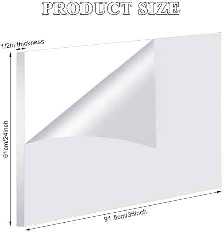 Roowest 2 Pcs 24 X 36 Inch, 1/2 Inch Transparent Acrylic Sheet Panel