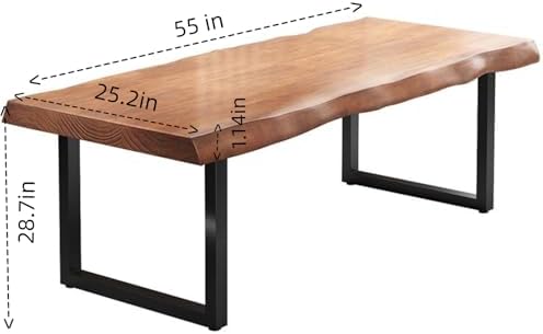 Stylish Solid Wood Office Desk with Sturdy Metal Base - Durable Multi-Size Executive Computer & Dining Table - Perfect for Home Office & Work Environments (Brown, 55.12in)