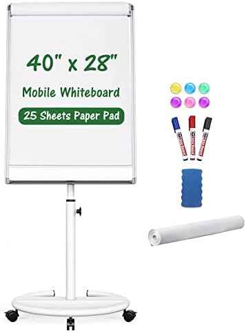 Mobile Whiteboard with Stand 40" x 28" Aluminum Frame