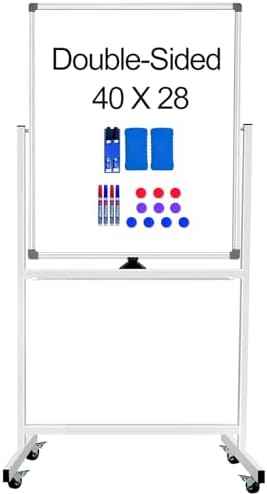 Double-Sided White Board with Stand, 40 X 28 Inch Dry Erase Board