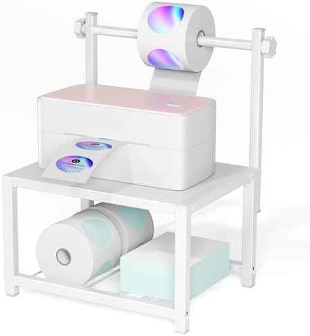Label Holder for Rolls and Fan-Fold Labels, Sturdy Thermal Sticker Holder for Desktop Thermal Printer, Shipping Label Sticker Dispenser for Home, Office, and Small Businesses