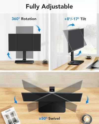 HUANUO Monitor Stand, Freestanding VESA Mount for 13 to 34 Inch Screens, Holds up to 44lbs, 5 Height Options, Swivel Desk Stand Riser With 360 Rotation, VESA 75x75mm/100x100mm