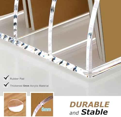 SANRUI Acrylic Desk File Organizer, Clear Magazine File Holder 4 Slot