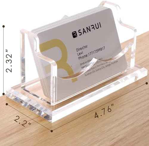 SANRUI Acrylic Business Card Holder, Clear Desk Card Display Stand 1 Slot
