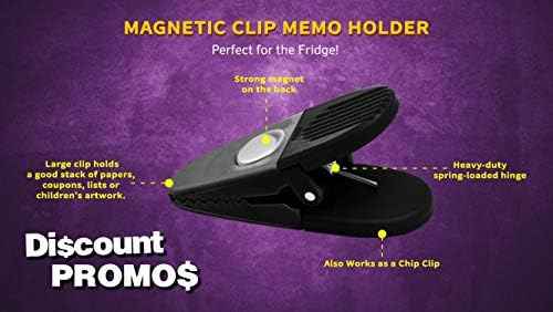 10 Magnetic Memo Holders Set - Large Clip, Plastic - Black