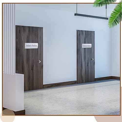 Therwen 6 Pcs Aluminum Office Name Plate Holder for Door, Silver