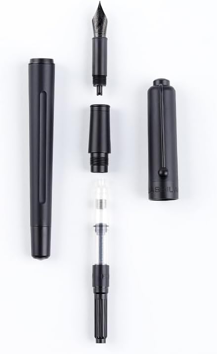 HUASHILAI Luxury Matte Black Forest Fountain Pen Set, Titanium Black Extra Fine - Image 8