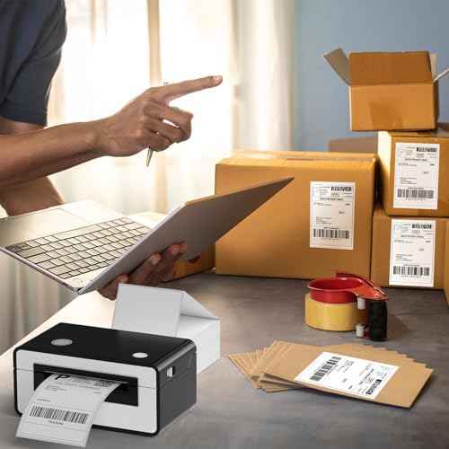 Immuson 4 x 6 Direct Thermal Shipping Labels with Perforations, Pack of 500 Thermal Labels, Permanent Adhesive, White Mailing Fanfold Label for Thermal Printer