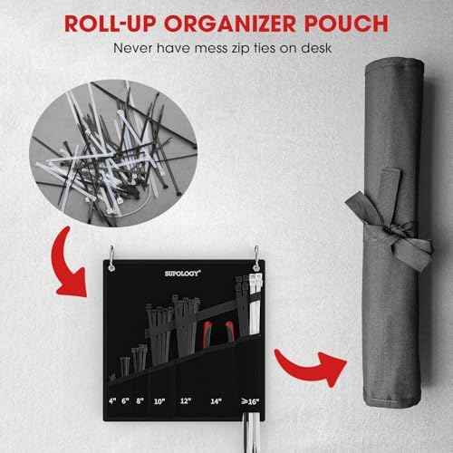 Fabric Zip Tie Organizer Bag with Clips