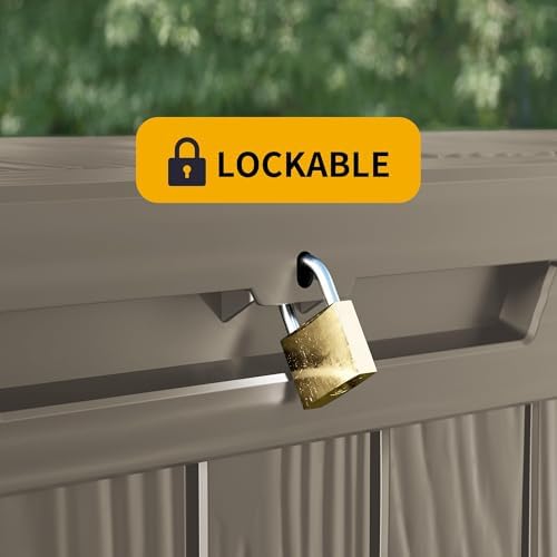 Outdoor Storage Box 271GAL Waterproof Resin Deck Box,Pool Accessories Supplies，UV-Resistant Lockable Package Delivery Bin for Garden Tools,Large Patio Outside Cushions,Chest,Furniture,Grey