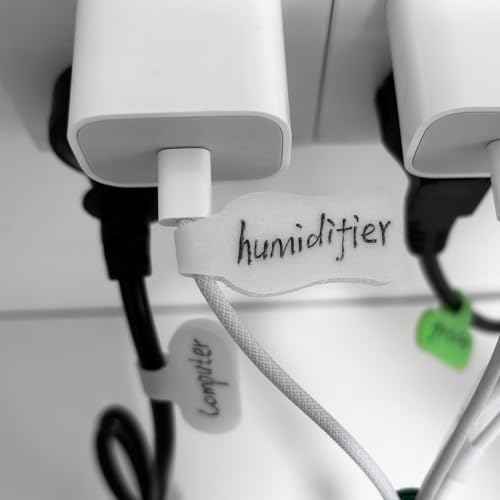 35 Pcs Cable Labels, Multi-Color Write On Cord/Wire Labels, Cable Tags and Wire Tags for Cable Management and Identification (White, Irregular)