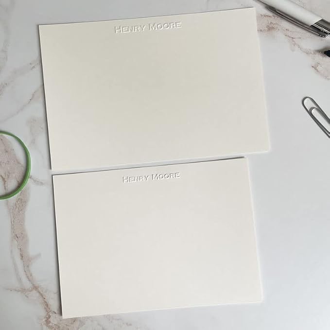 Personalized Embossed Flat Note Cards Set – Custom Blind Embossed Stationery - Image 5