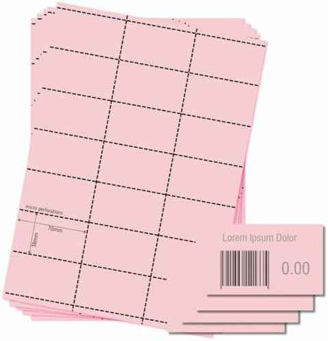 OfficeGear Shelf Edge Pink Barcode Price Ticket Labels 21-up [25 Sheets - 525 Pack] 38x70mm Custom Printable A4 120gsm Card Micro-Perforated Non-Adhesive Merchandise Tag Includes Design Template