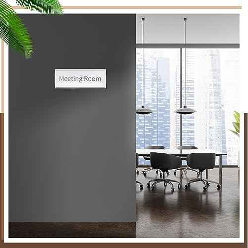 Therwen 12 Pcs Aluminum Office Name Plate Holder for Door, Silver