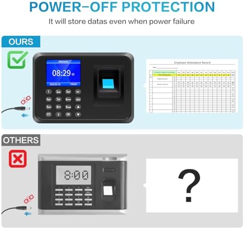 Fingerprints Time Clocks for Employees Small Business, Deduct Lunch Time & Calculate Working Hours Time Clocks Supporting Multiple Shift Schedules, 0 Monthly Fees No Need WiFi Standalone Time Clock