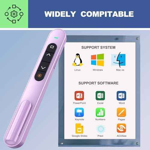 QUI Presentation Clicker with Volume Control, Wireless Presenter Remote