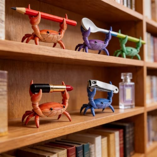 5 PCS Desk Crab Pen Holder,Creative Crab Pen Holder for Desk,Office Decor