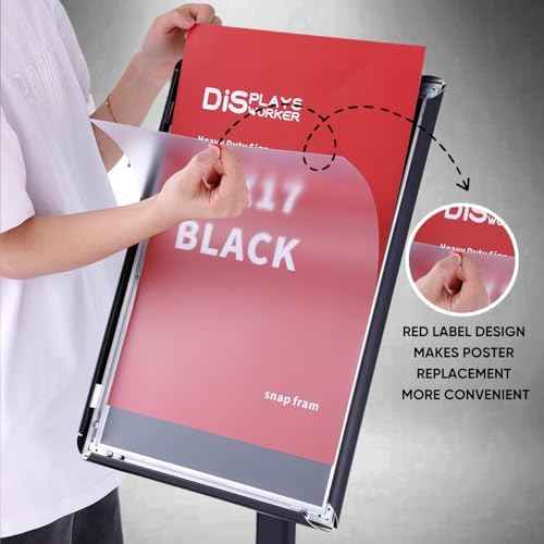DISPLAYSWORKER Adjustable Heavy Duty Pedestal Sign holder floor Stand,sign stand poster stand ,Standing Floor for 11 x 17 inch,Vertical/Horizontal View,Black