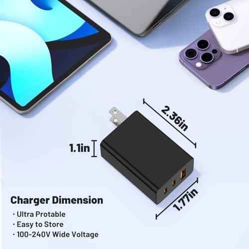 USB C Charger Block,65W GaN Super Fast Charging Station Hub,USB C Cube Plug,100W Type C Power Adapter Brick Box for MacBook Pro/Air,iPad,Apple iPhone 17 16 15 Pro Max,Samsung Galaxy S26+ S25 S24 Ultra