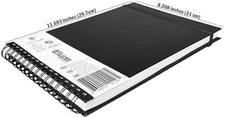 Creo Crafts 9" x 12" SketchO Sketchbook_Top Spiral Wire-O Bound_128 Pages (64 Sheets) 140gsm | Landscape Hardcover, Acid-Free Natural Shade Paper for Artists, Students & Travel Sketching