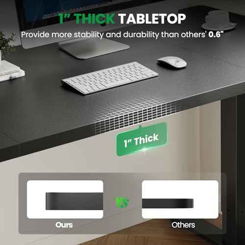 Black 60x28 in Electric Standing Desk, 1 Inch Thick Tabletop