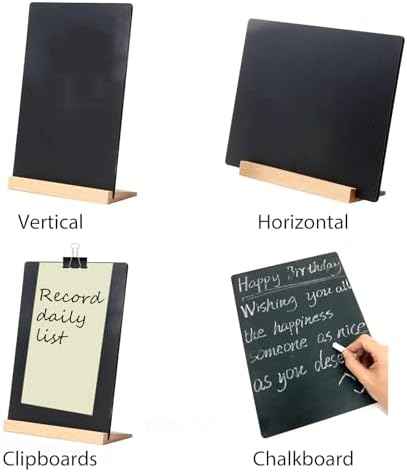 NEWNEWSHOW 2 Pack 8.7x12 Inch Tabletop Chalkboard with Wood Holder