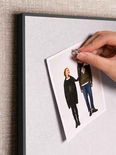 Fabric Bulletin Board 30x20 inches,Black Aluminum Framed Wall Pin Board