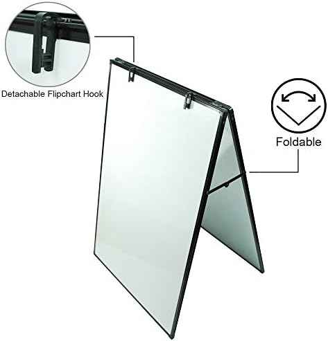 JILoffice Dry Erase Board, Magnetic White Board 36 X 24 Inch, Double Sided Whiteboard Easel, Black Aluminum Frame with Two Flipchart Hooks for Office Home and School