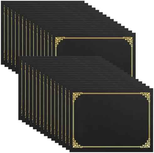 SUNEE Certificate Holders(Black, 30 Packs), Diploma Covers Gold Foil Border, for Letter Size 8.5x11 Certificates, Cardstock, Document Papers