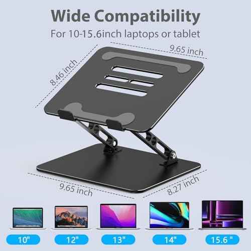 Adjustable Laptop Stand for Desk, Metal Laptop Riser Holder