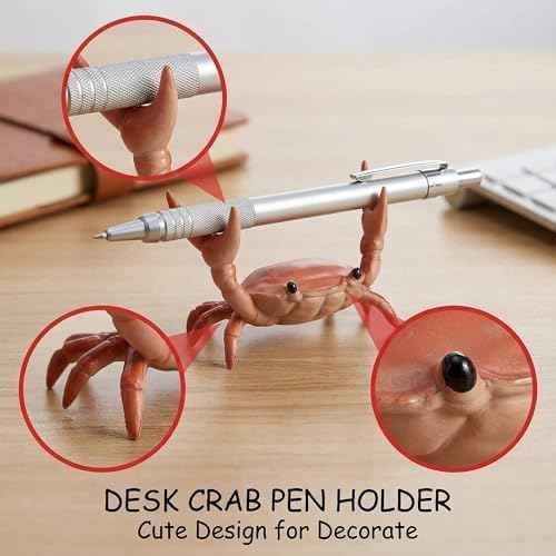 Crab Pen Holder for Desk - 2pcs Cute Funny Crab Pen Holder, Creative Weightlifting Crab Desk Organizers, Desk Crab Pencil Holder at Office, School, Home, etc