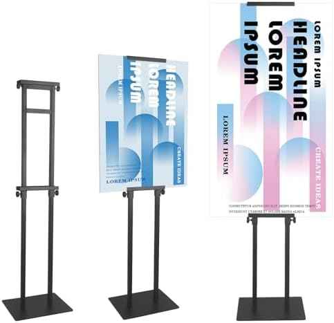 QKA Poster Stand for Display, Double Sided Pedestal Sign Holder , Heavy Duty Adjustable Floor Standing Height to 75 inches, Easy to Install, Suitable for Exhibitions,restaurants,theaters