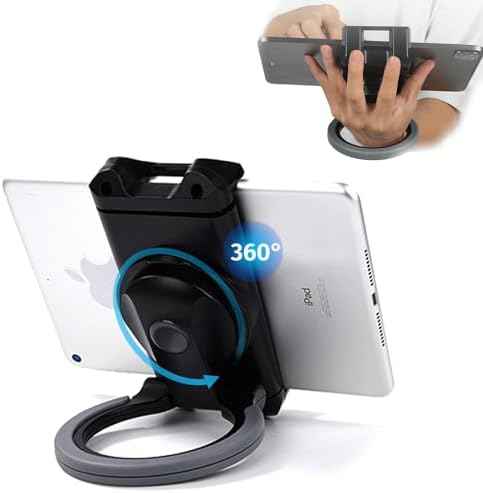 Tablet Stand - Compatible with iPad, iPad mini, and Most 6-Inch-13-Inch Tablets, Adjustable Commercial POS Holder with 360-Degree Swivel, for Retail, Classroom, Business, and Home, Black