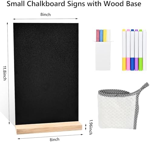 NACHLYNN 8 x 12 inch Small Chalkboard Signs with Wood Base Stand Double Sided Chalk Board Sign Message Board for Tables Decorations Home Party Kitchen Wedding (8 x 12 in)
