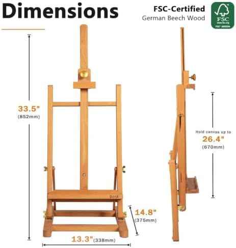 DJAR H- Frame Tabletop Painting Easel, Adjustable Solid Beech Wood