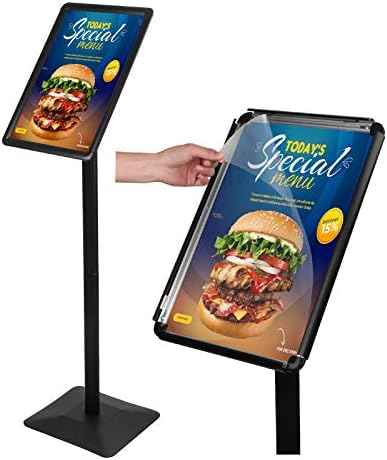 Sign Stand 11 x 17 Inch Heavy Duty Sign Holder with Base Pedestal Poster Stand Adjustable Floor Standing,Vertical and Horizontal Display for Indoor Outdoor, Black