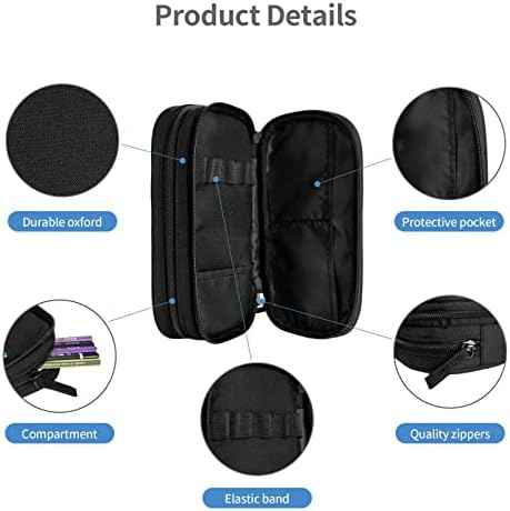Blue Sports-Themed Pencil Case with Soccer Balls Pattern, Large Capacity Durable Pencil Box Storage Pen Bag with Zippers, Soccer Pencil Pouch Stationary Case for Boys Girls