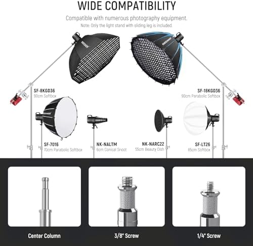 NEEWER C Stand with Boom Arm Pro 100% Stainless Steel, Max 10.8ft/330cm