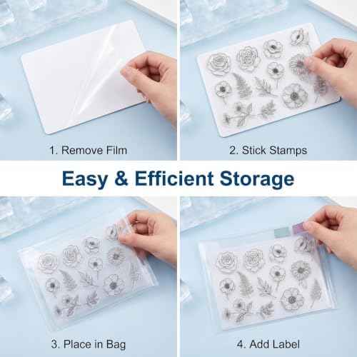 20 PCS Clear Stamps Storage Panels,Resealable Die Cut Storage Bag, White Plastic Stamps Organizer Panels, Clear Stamp Organizer Set for Die Cutting and Decorative (20PCS)