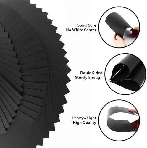 200 Sheets Black Cardstock 8.5x11, 65lb Card Stock Construction Print Paper