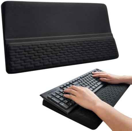 Wrist Rest with Keyboard Stand, Computer Wrist Support Pad, Ergonomic Keyboard Riser Holder Lifter Tray with Wrist Pad, Memory Foam Desk Cushion, Palm Hand Typing for Office Home School