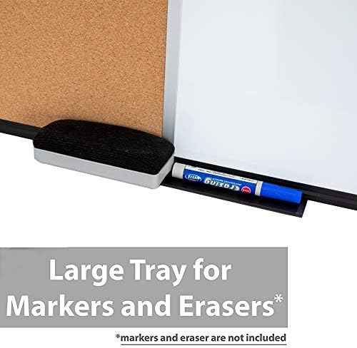 Cork & Dry Erase Combo Board, 36 x 24 Inch, Black