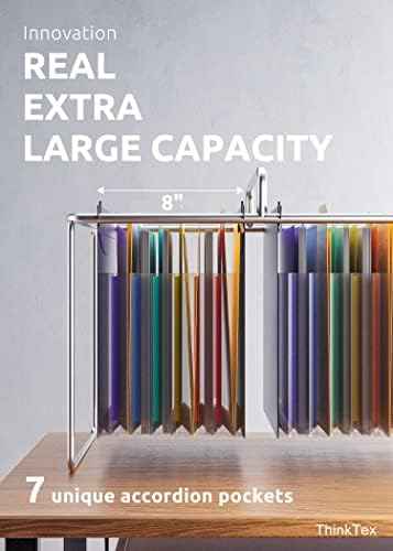 ThinkTex Plastic Expanding Hanging File Folders, 7 Innovative 1.2/'' Accordian Pockets, Large Capacity, Multi-Color Tabs, Letter Size for Filing Cabinet - Black-6 pack