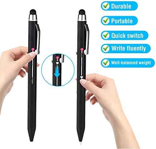5-in-1 Stylus Pen&Multicolored Pen in One, Multifunction Pen with Metal Gift Box,Black Blue Red Green Ballpoint Pen for Tablet with Universal Stylus Multicolor Pen for Touch Screens（Black）