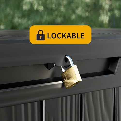 270 Gallon Outdoor Storage Box Patio Deck Box Waterproof, Resin Lockable Outside Large Storage Bin for Pool Cushion Furniture, Garden Tools UV-Resistant, Black